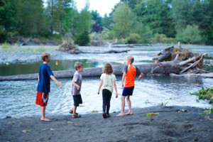 Image of 4 children during a Northlake UU camping trip